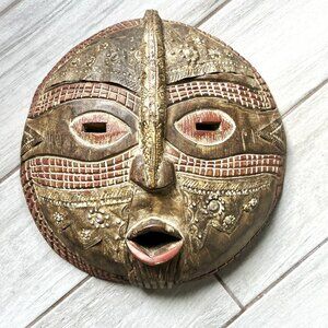 Hand Carved African Wood Mask Wall Art
